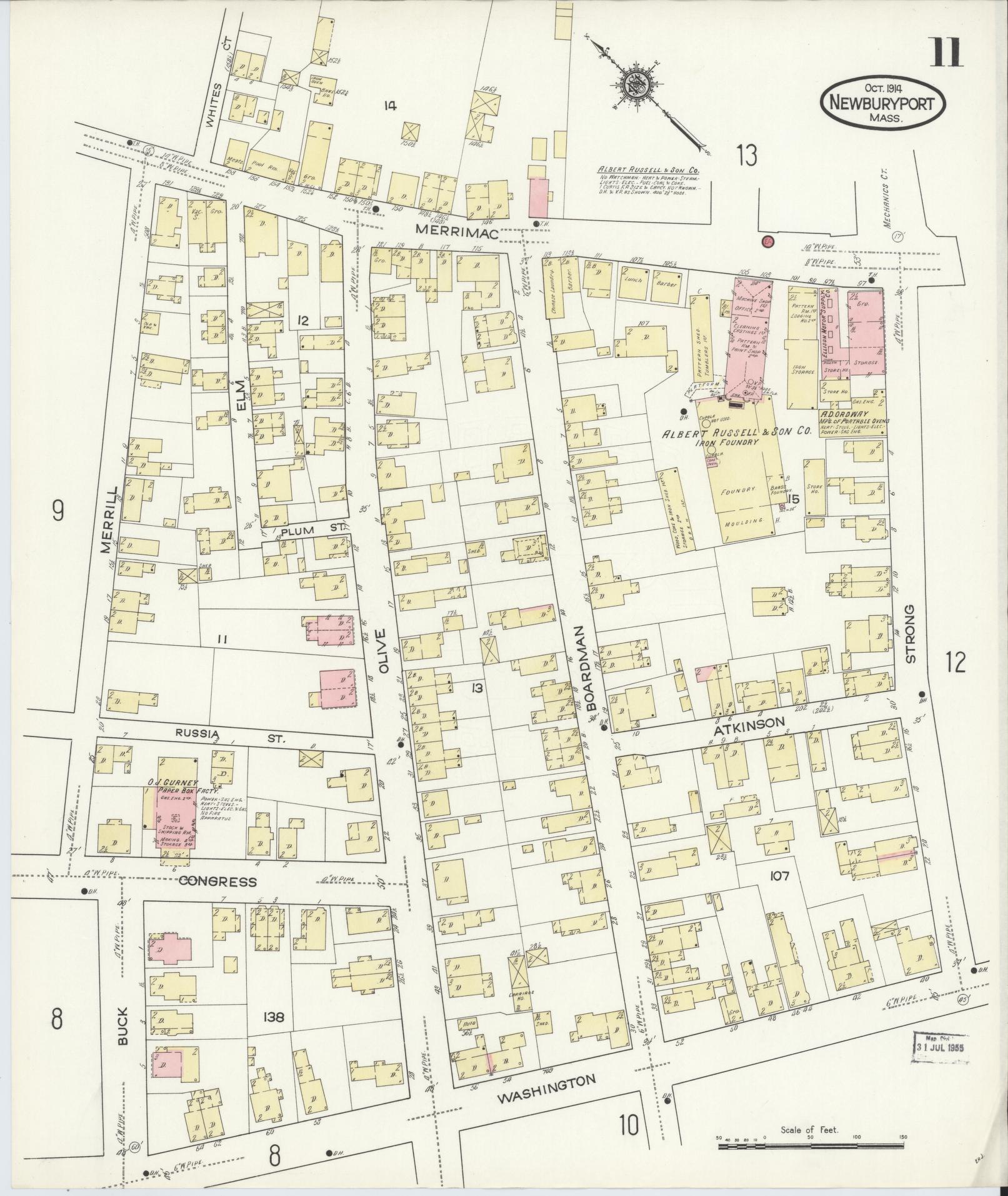 Sanborn Fire Insurance Map from Newburyport, Essex County, Massachusetts (1914), Sheet #0011 - Complete Map Set gallery image, historic Sanborn map, vintage wall art, Massachusetts Massachusetts