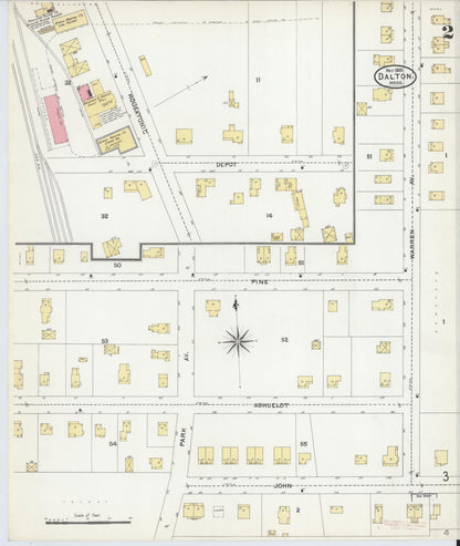 Sanborn Fire Insurance Map from Dalton, Berkshire County, Massachusetts (1905), Sheet #0002 - Complete Map Set gallery image, historic Sanborn map, vintage wall art, Massachusetts Massachusetts