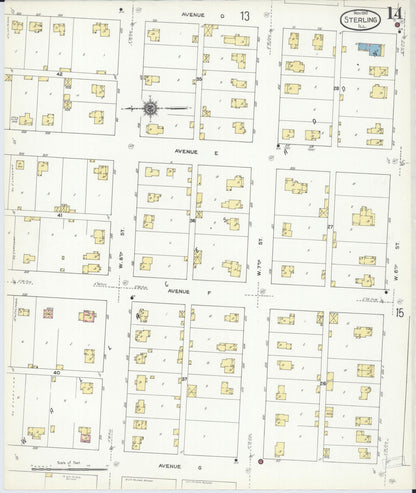 Sanborn Fire Insurance Map from Sterling, Whiteside County, Illinois (1910), Sheet #0014 - Complete Map Set gallery image, historic Sanborn map, vintage wall art, Illinois Illinois