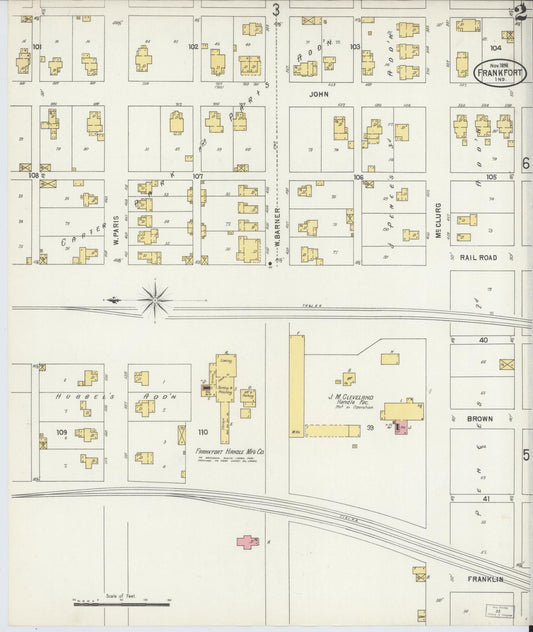 Sanborn Fire Insurance Map from Frankfort, Clinton County, Indiana (1898), Sheet #0002 - Historic Sanborn Fire Insurance Map Print, vintage old map wall art, antique decor, genealogy gift, Indiana Indiana map