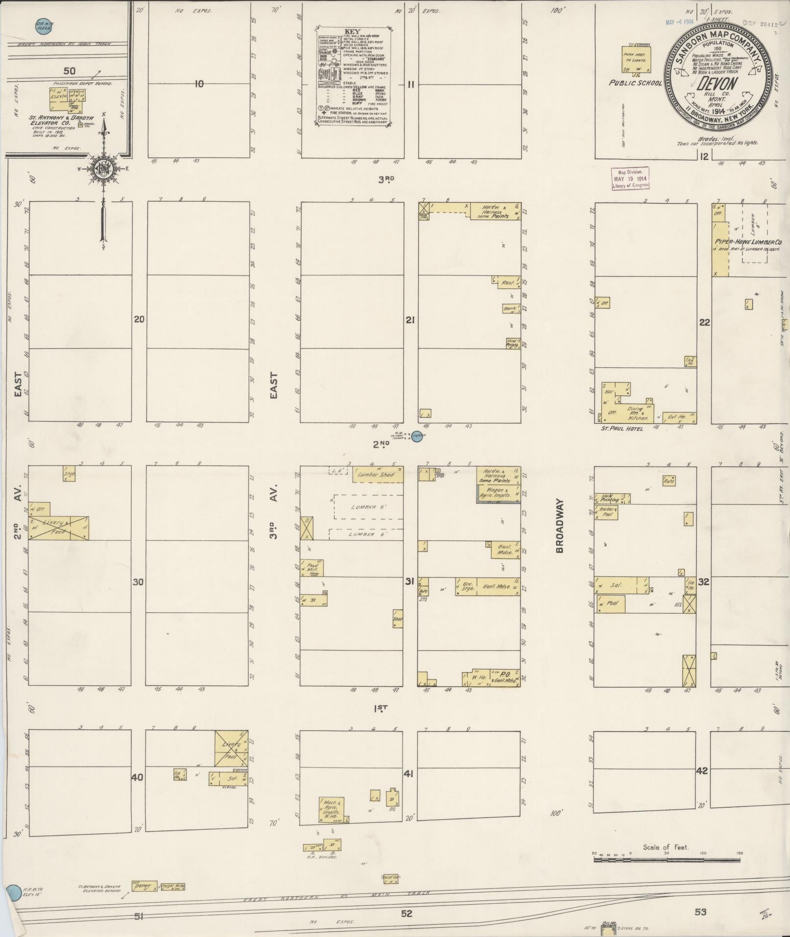 Sanborn Fire Insurance Map from Devon, Toole County, Montana (1914), Sheet #0001 - Historic Sanborn Fire Insurance Map Print, vintage old map wall art, antique decor, genealogy gift, Montana Montana map