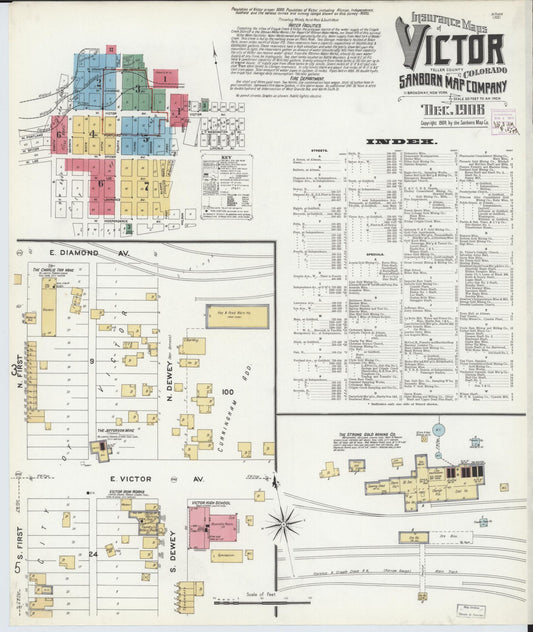 Sanborn Fire Insurance Map from Victor, Teller County, Colorado (1908), Sheet #0001 - Complete Map Set gallery image, historic Sanborn map, vintage wall art, Colorado Colorado