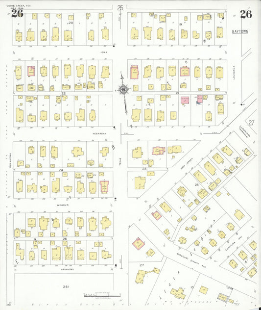 Sanborn Fire Insurance Map from Goose Creek, Harris County, Texas (1939), Sheet #0026 - Historic Sanborn Fire Insurance Map Print, vintage old map wall art, antique decor, genealogy gift, Texas Texas map