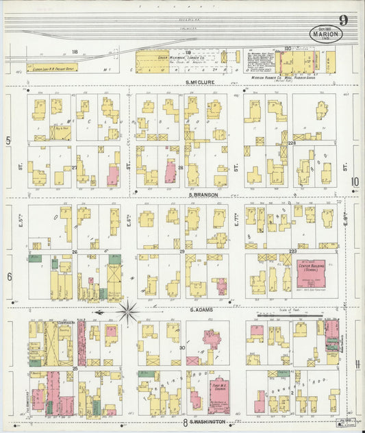 Sanborn Fire Insurance Map from Marion, Grant County, Indiana (1901), Sheet #0009 - Historic Sanborn Fire Insurance Map Print, vintage old map wall art, antique decor, genealogy gift, Indiana Indiana map