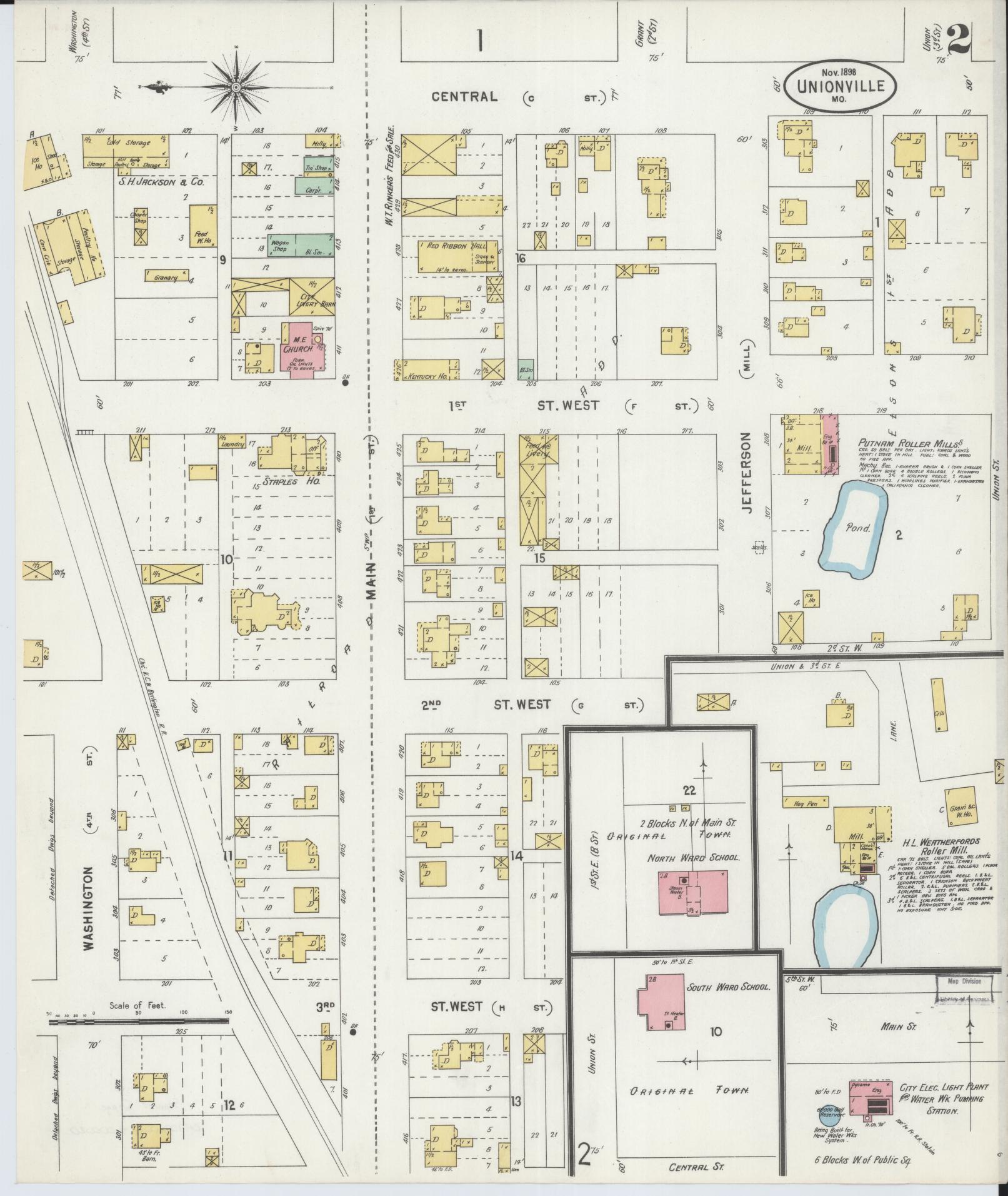 Sanborn Fire Insurance Map from Unionville, Putnam County, Missouri (1898), Sheet #0002 - Complete Map Set gallery image, historic Sanborn map, vintage wall art, Missouri Missouri