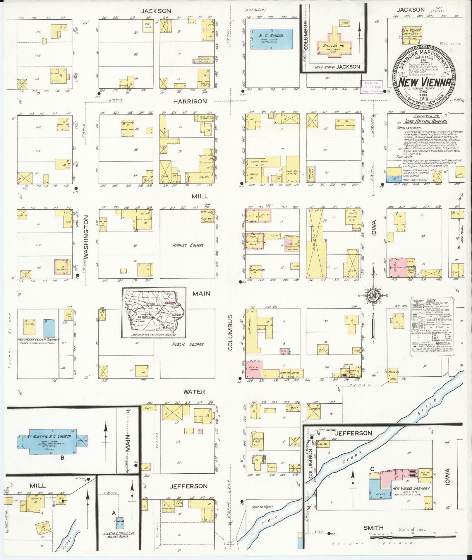 Sanborn Fire Insurance Map from New Vienna, Dubuque County, Iowa. (1916) – Map View