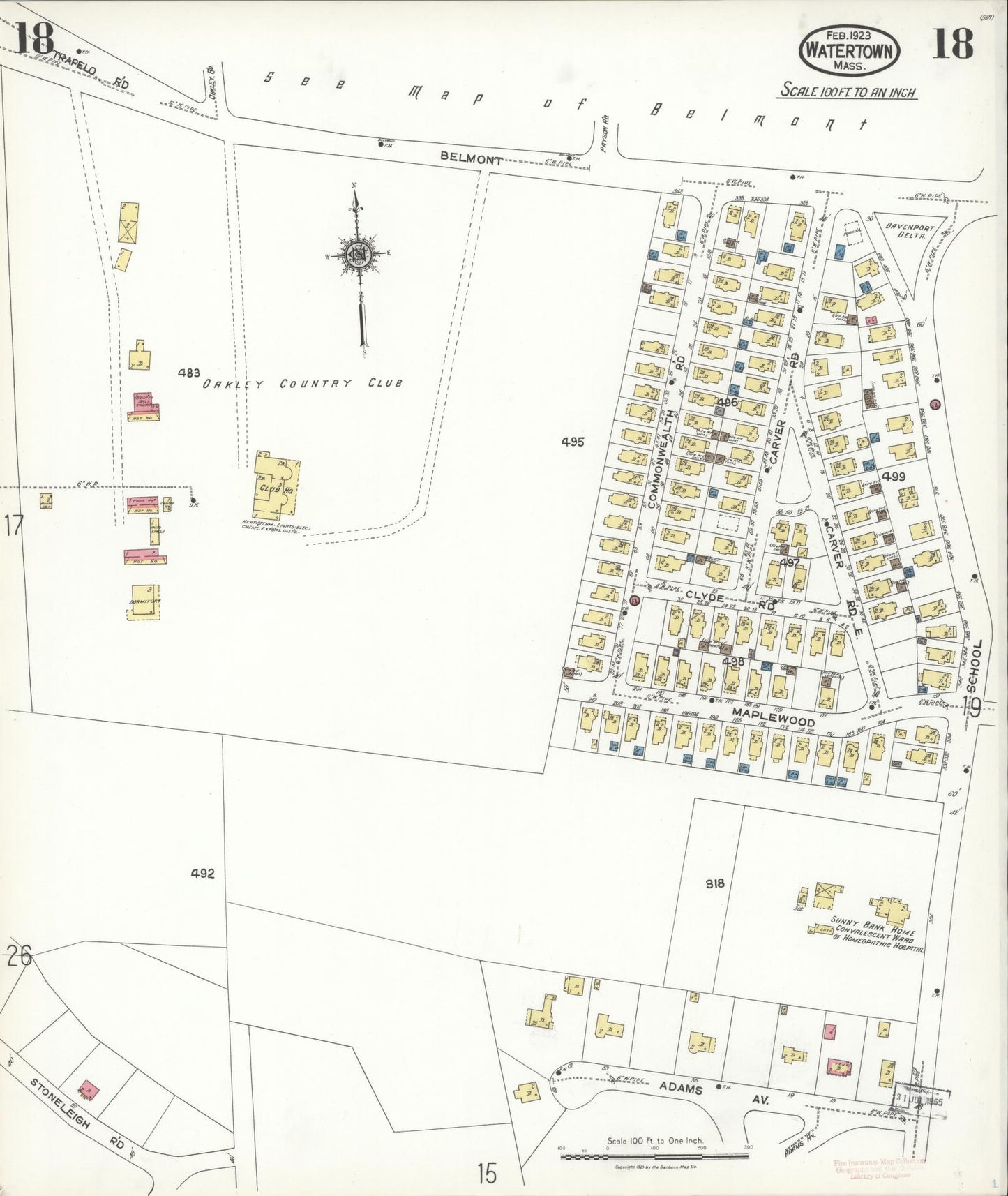 Sanborn Fire Insurance Map from Watertown, Middlesex County, Massachusetts (1923), Sheet #0018 - Complete Map Set gallery image, historic Sanborn map, vintage wall art, Massachusetts Massachusetts