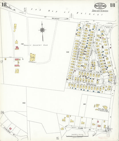 Sanborn Fire Insurance Map from Watertown, Middlesex County, Massachusetts (1923), Sheet #0018 - Complete Map Set gallery image, historic Sanborn map, vintage wall art, Massachusetts Massachusetts