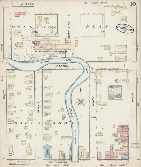 Sanborn Fire Insurance Map from Fond du Lac, Fond du Lac County, Wisconsin (1884), Sheet #0010 - Historic Sanborn Fire Insurance Map Print, vintage old map wall art, antique decor, genealogy gift, Wisconsin Wisconsin map