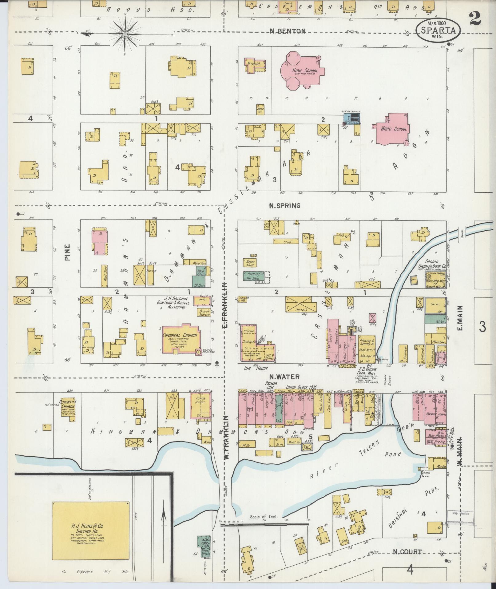 Sanborn Fire Insurance Map from Sparta, Monroe County, Wisconsin (1900), Sheet #0002 - Historic Sanborn Fire Insurance Map Print, vintage old map wall art, antique decor, genealogy gift, Wisconsin Wisconsin map