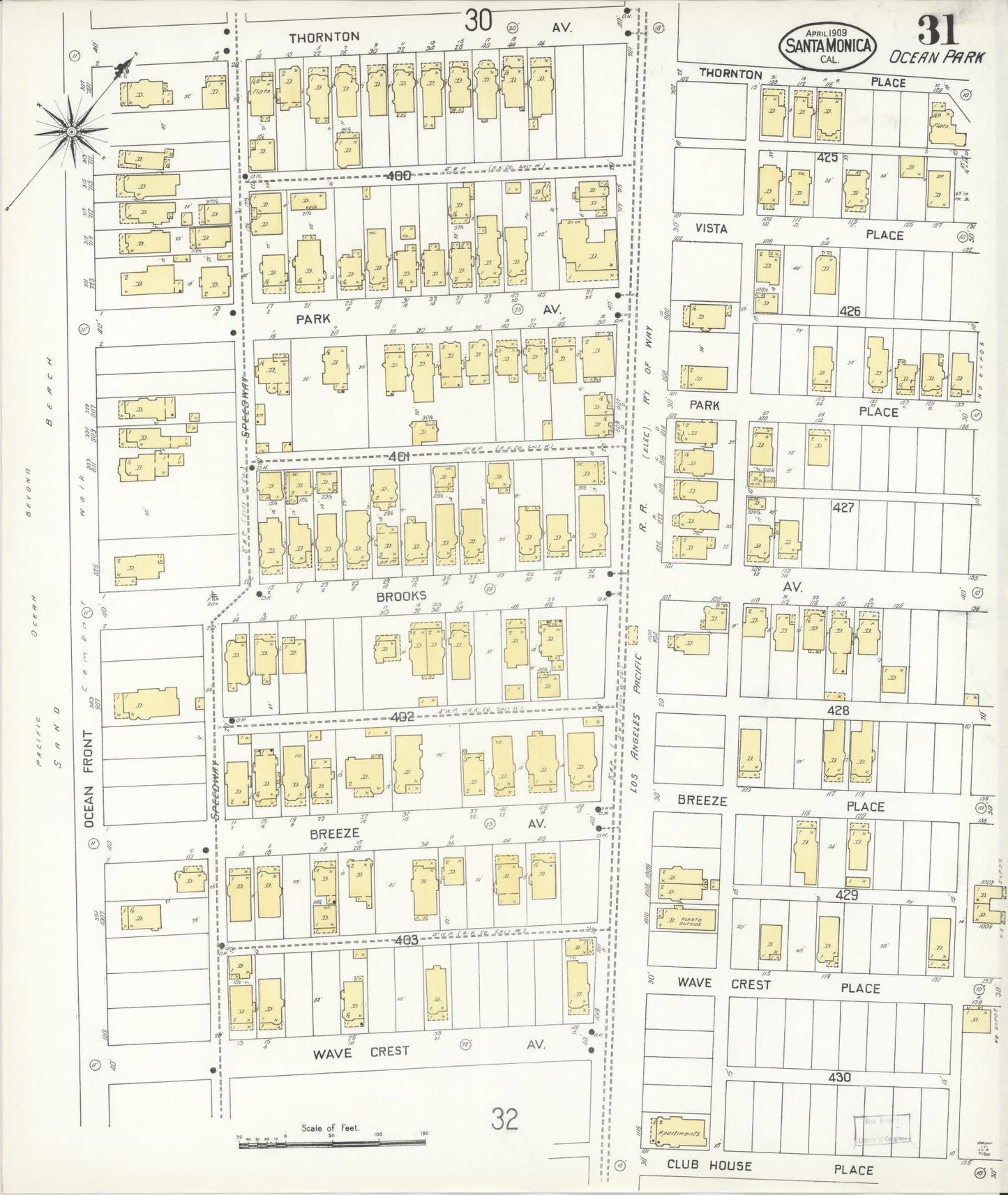 Sanborn Fire Insurance Map from Santa Monica, Los Angeles County, California (1909), Sheet #0031 - Complete Map Set gallery image, historic Sanborn map, vintage wall art, California California