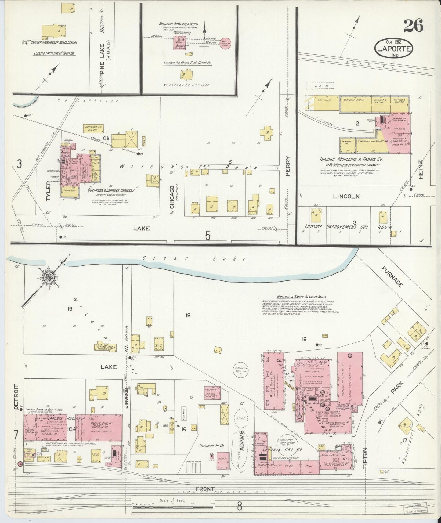 Sanborn Fire Insurance Map from La Porte, La Porte County, Indiana (1912), Sheet #0026 - Complete Map Set gallery image, historic Sanborn map, vintage wall art, Indiana Indiana