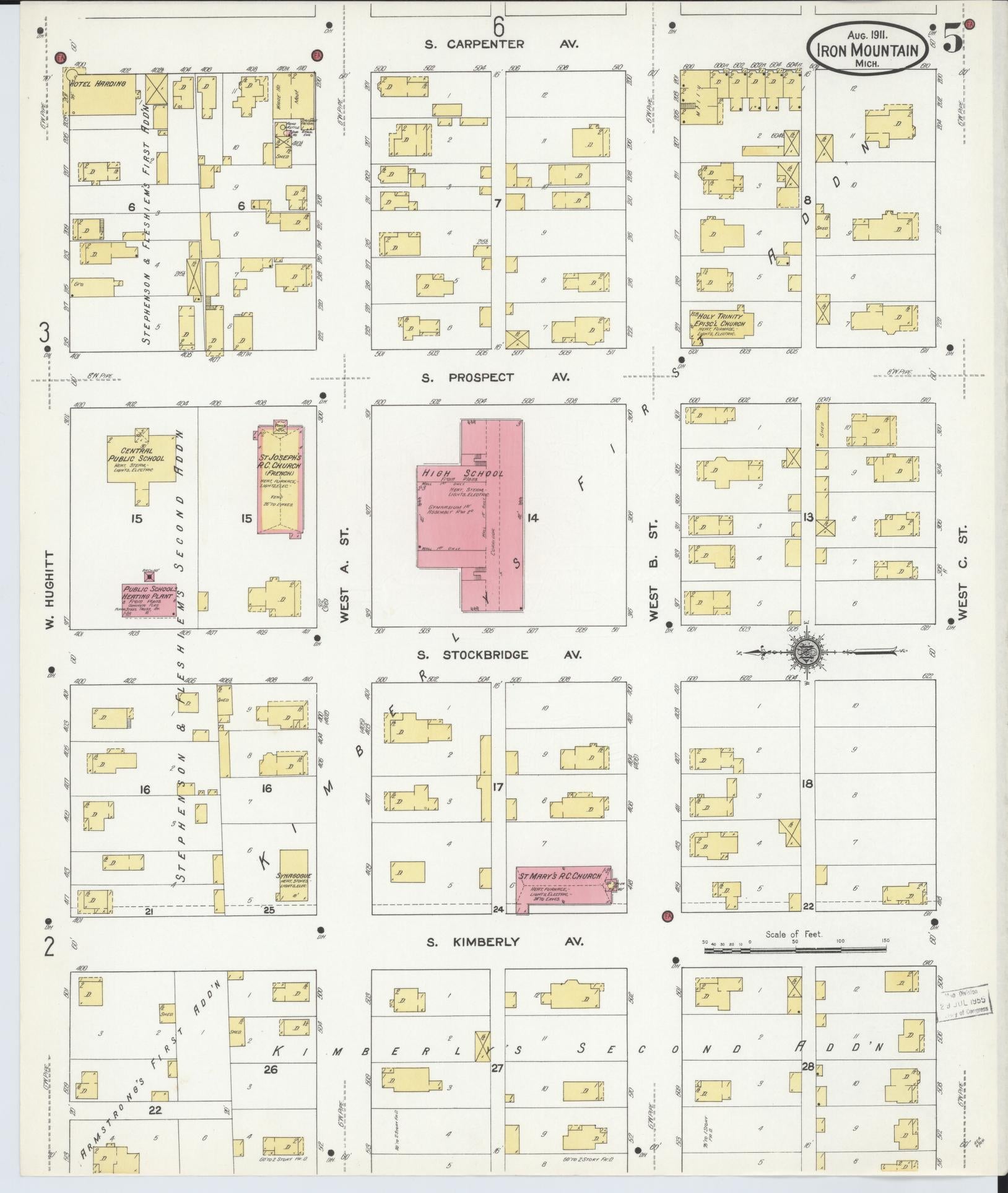 Sanborn Fire Insurance Map from Iron Mountain, Dickinson County, Michigan (1911), Sheet #0005 - Complete Map Set gallery image, historic Sanborn map, vintage wall art, Michigan Michigan