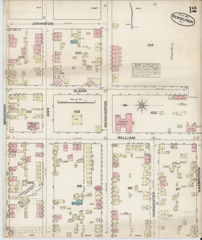 Sanborn Fire Insurance Map from Newburgh, Orange County, New York (1884), Sheet #0012 - Complete Map Set gallery image, historic Sanborn map, vintage wall art, New York New York