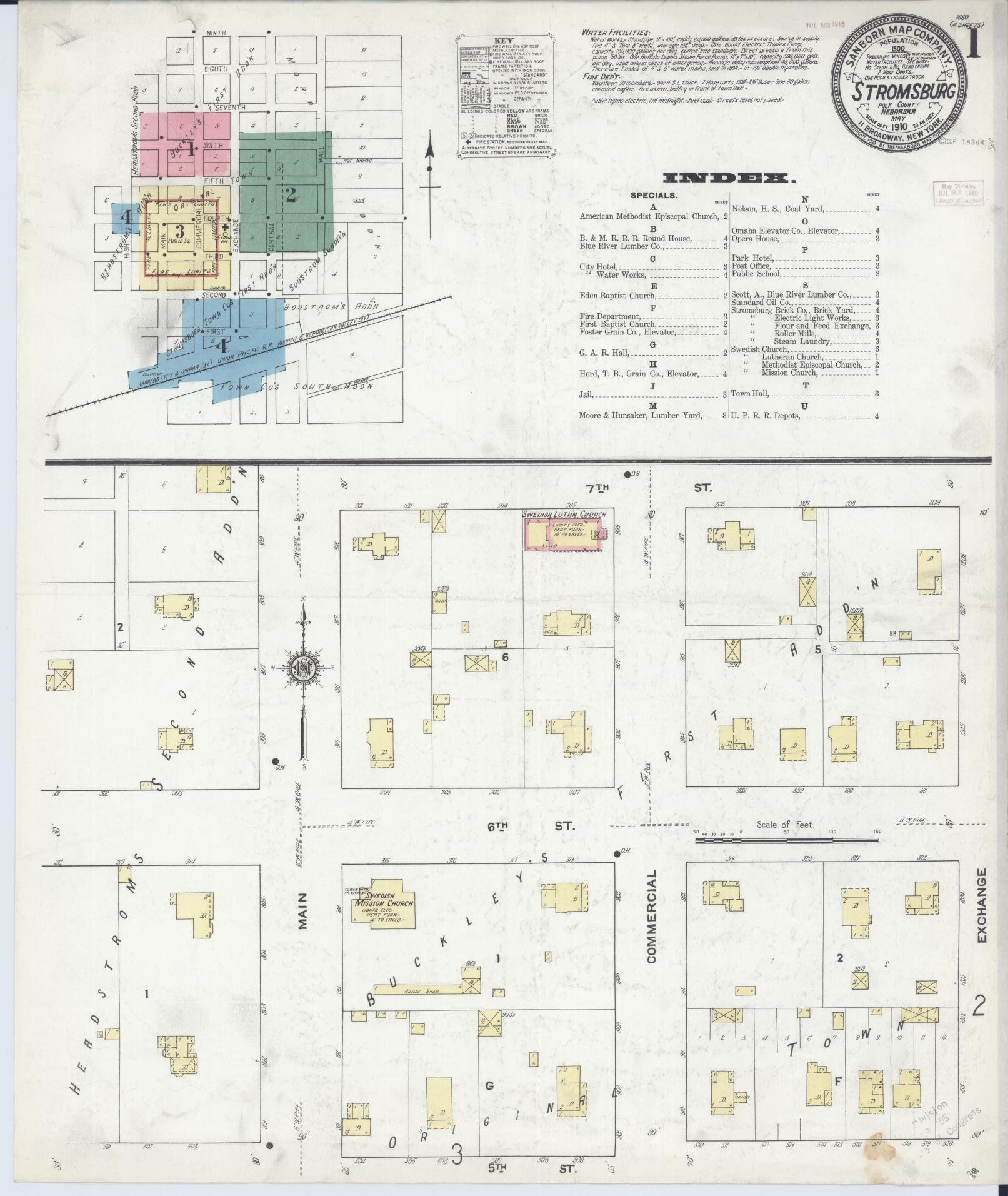 Sanborn Fire Insurance Map from Stromsburg, Polk County, Nebraska (1910), Sheet #0001 - Complete Map Set gallery image, historic Sanborn map, vintage wall art, Nebraska Nebraska