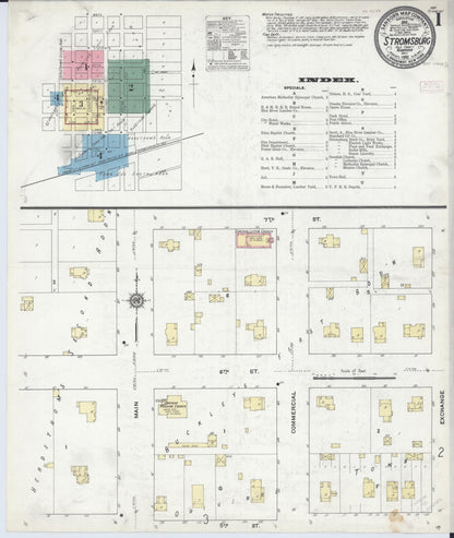 Sanborn Fire Insurance Map from Stromsburg, Polk County, Nebraska (1910), Sheet #0001 - Complete Map Set gallery image, historic Sanborn map, vintage wall art, Nebraska Nebraska
