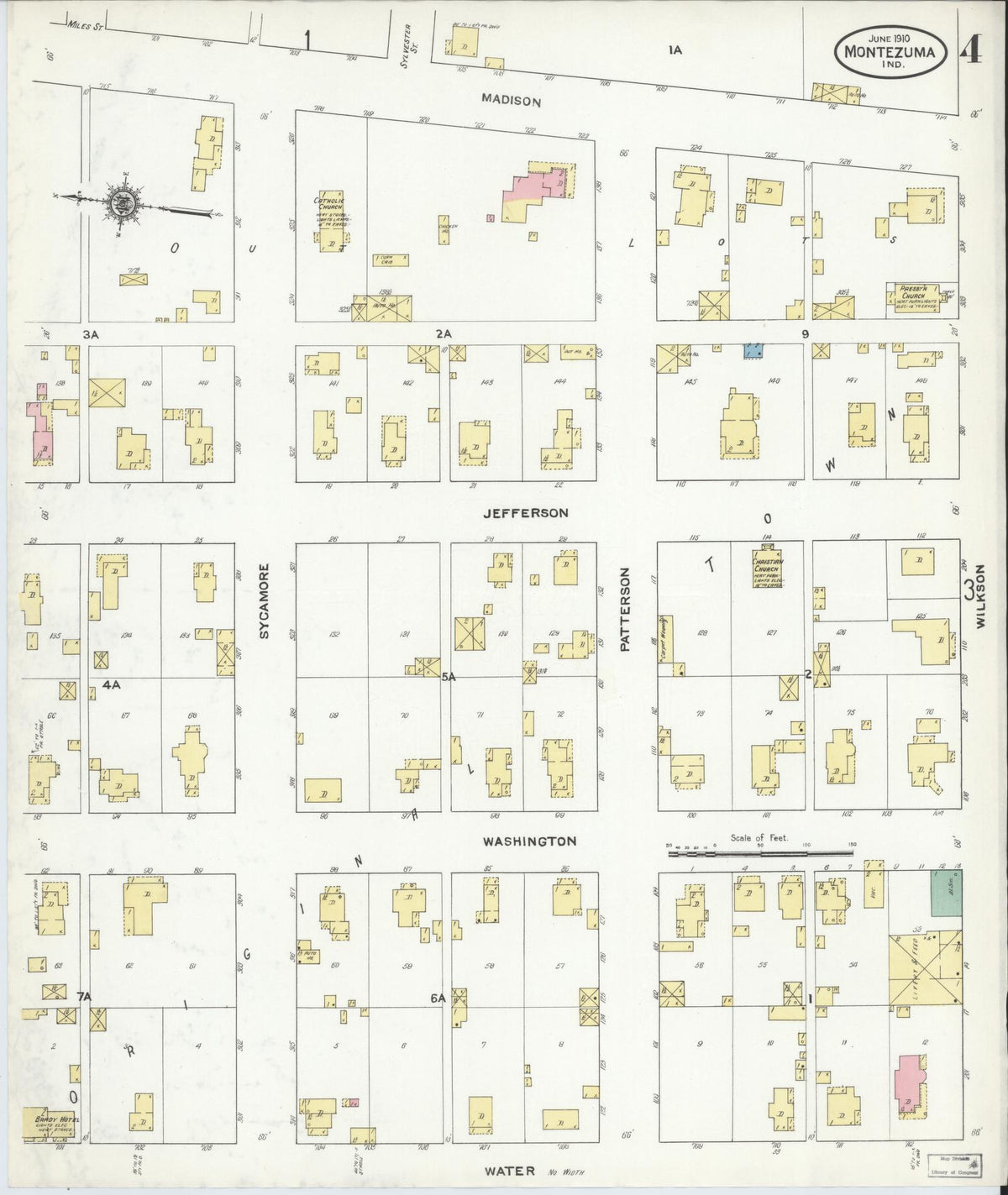 Sanborn Fire Insurance Map from Montezuma, Parke County, Indiana (1910), Sheet #0004 - Historic Sanborn Fire Insurance Map Print, vintage old map wall art, antique decor, genealogy gift, Indiana Indiana map
