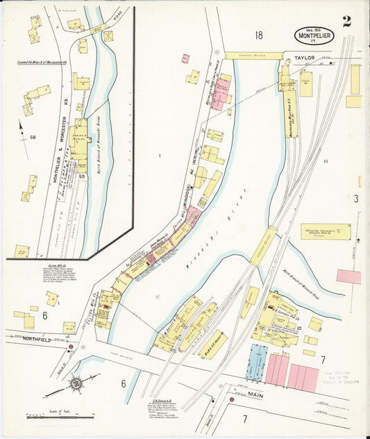 Sanborn Fire Insurance Map from Montpelier, Washington County, Vermont (1915), Sheet #0002 - Historic Sanborn Fire Insurance Map Print, vintage old map wall art, antique decor, genealogy gift, Vermont Vermont map