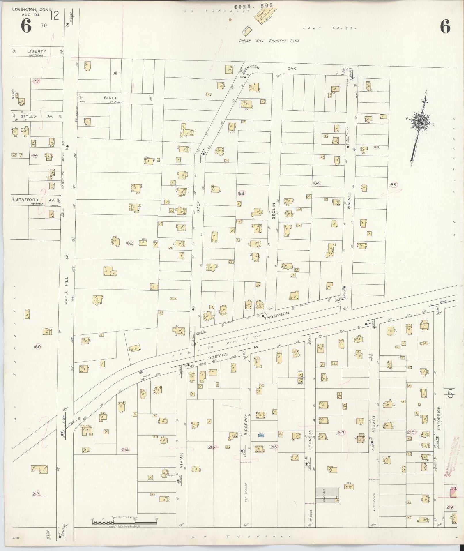 Sanborn Fire Insurance Map from Newington, Hartford County, Connecticut (1947), Sheet #0006 - Complete Map Set gallery image, historic Sanborn map, vintage wall art, Connecticut Connecticut