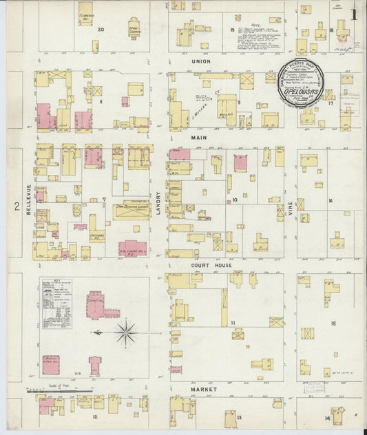 Sanborn Fire Insurance Map from Opelousas, Saint Landry Parish, Louisiana. (1896) – Historic Sanborn Fire Insurance Map Print