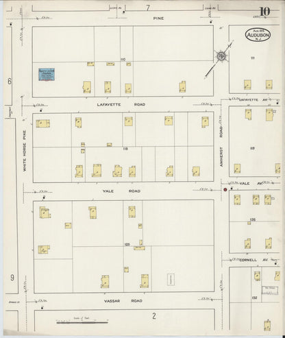 Sanborn Fire Insurance Map from Audubon, Camden County, New Jersey (1915), Sheet #0010 - Complete Map Set gallery image, historic Sanborn map, vintage wall art, New Jersey New Jersey