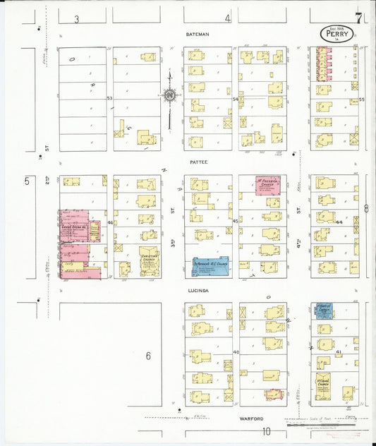 Sanborn Fire Insurance Map from Perry, Dallas County, Iowa (1918), Sheet #0007 - Historic Sanborn Fire Insurance Map Print, vintage old map wall art