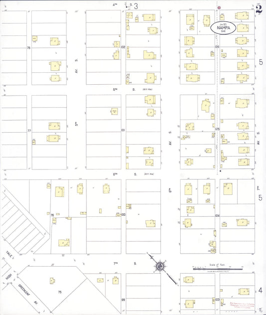 Sanborn Fire Insurance Map from Nampa, Canyon County, Idaho (1921), Sheet #0002 - Historic Sanborn Fire Insurance Map Print, vintage old map wall art, antique decor, genealogy gift, Idaho Idaho map