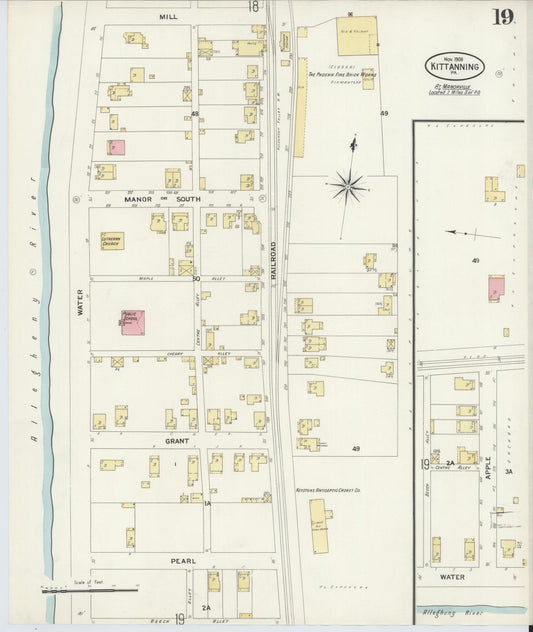 Sanborn Fire Insurance Map from Kittanning, Armstrong County, Pennsylvania (1909), Sheet #0019 - Historic Sanborn Fire Insurance Map Print, vintage old map wall art, antique decor, genealogy gift, Pennsylvania Pennsylvania map