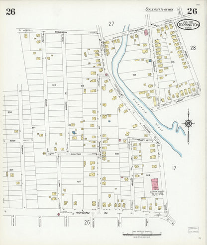 Sanborn Fire Insurance Map from Torrington, Litchfield County, Connecticut (1924), Sheet #0026 - Complete Map Set gallery image, historic Sanborn map, vintage wall art, Connecticut Connecticut