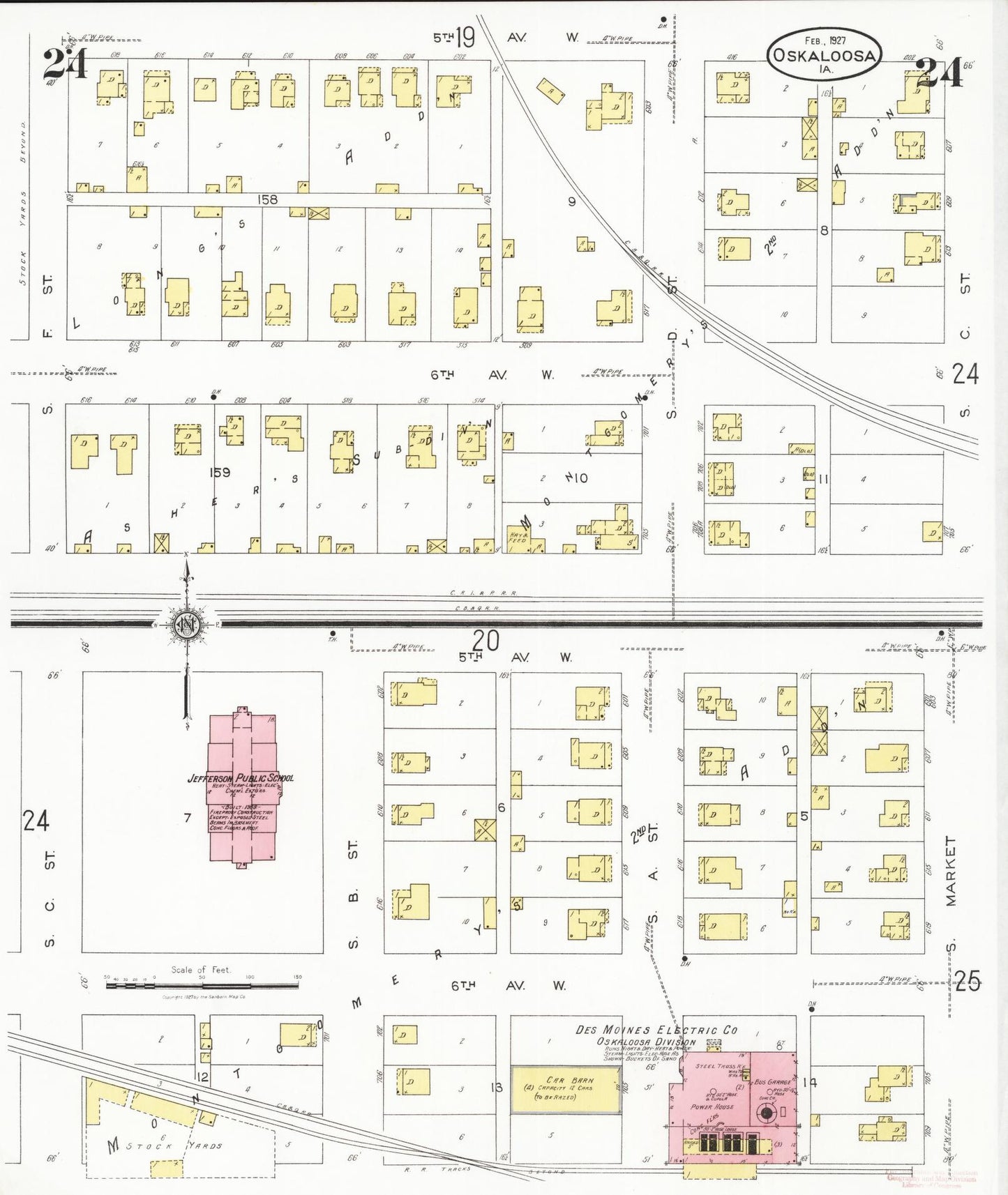 Sanborn Fire Insurance Map from Oskaloosa, Mahaska County, Iowa (1927), Sheet #0024 - Historic Sanborn Fire Insurance Map Print