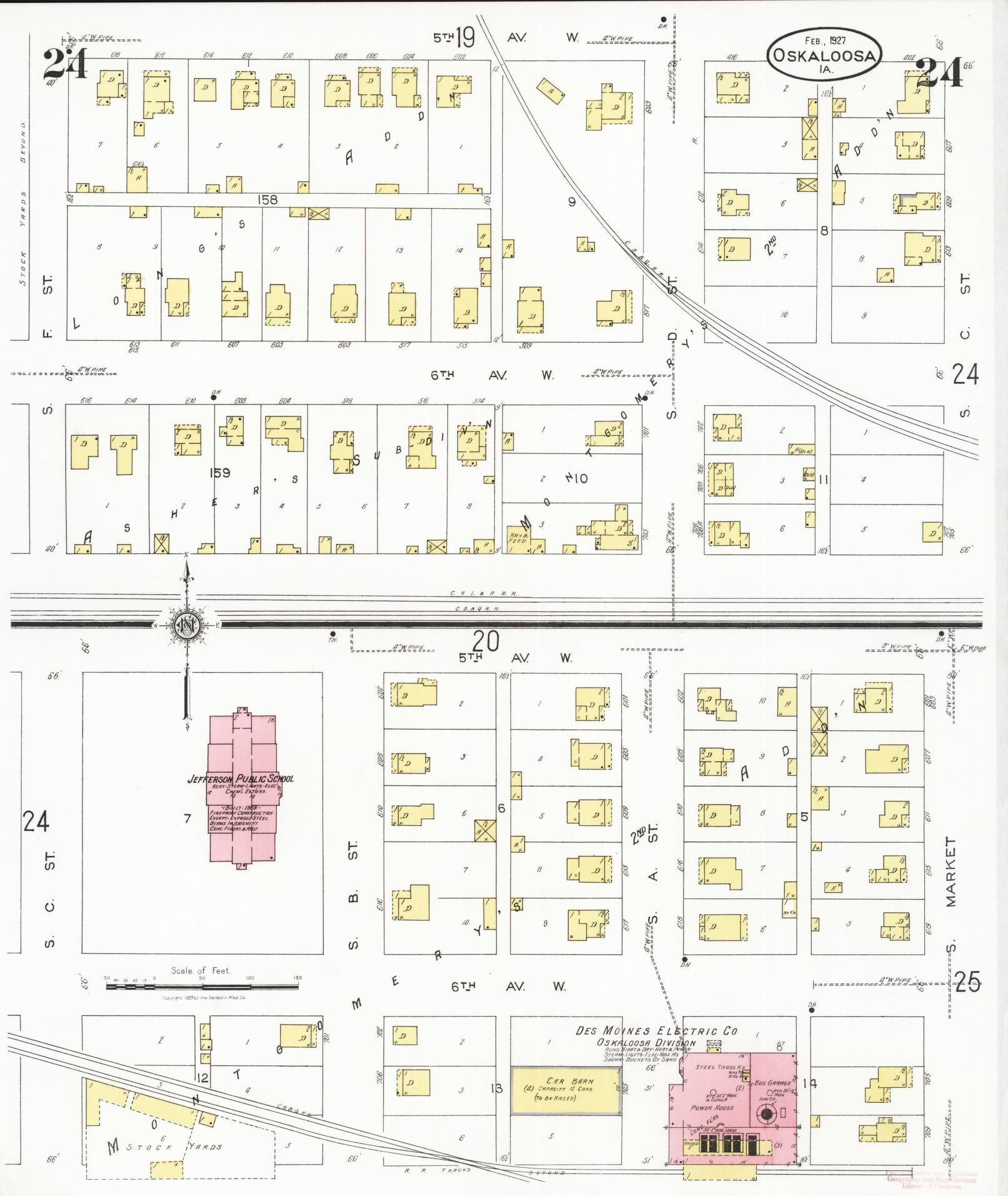 Sanborn Fire Insurance Map from Oskaloosa, Mahaska County, Iowa (1927), Sheet #0024 - Historic Sanborn Fire Insurance Map Print