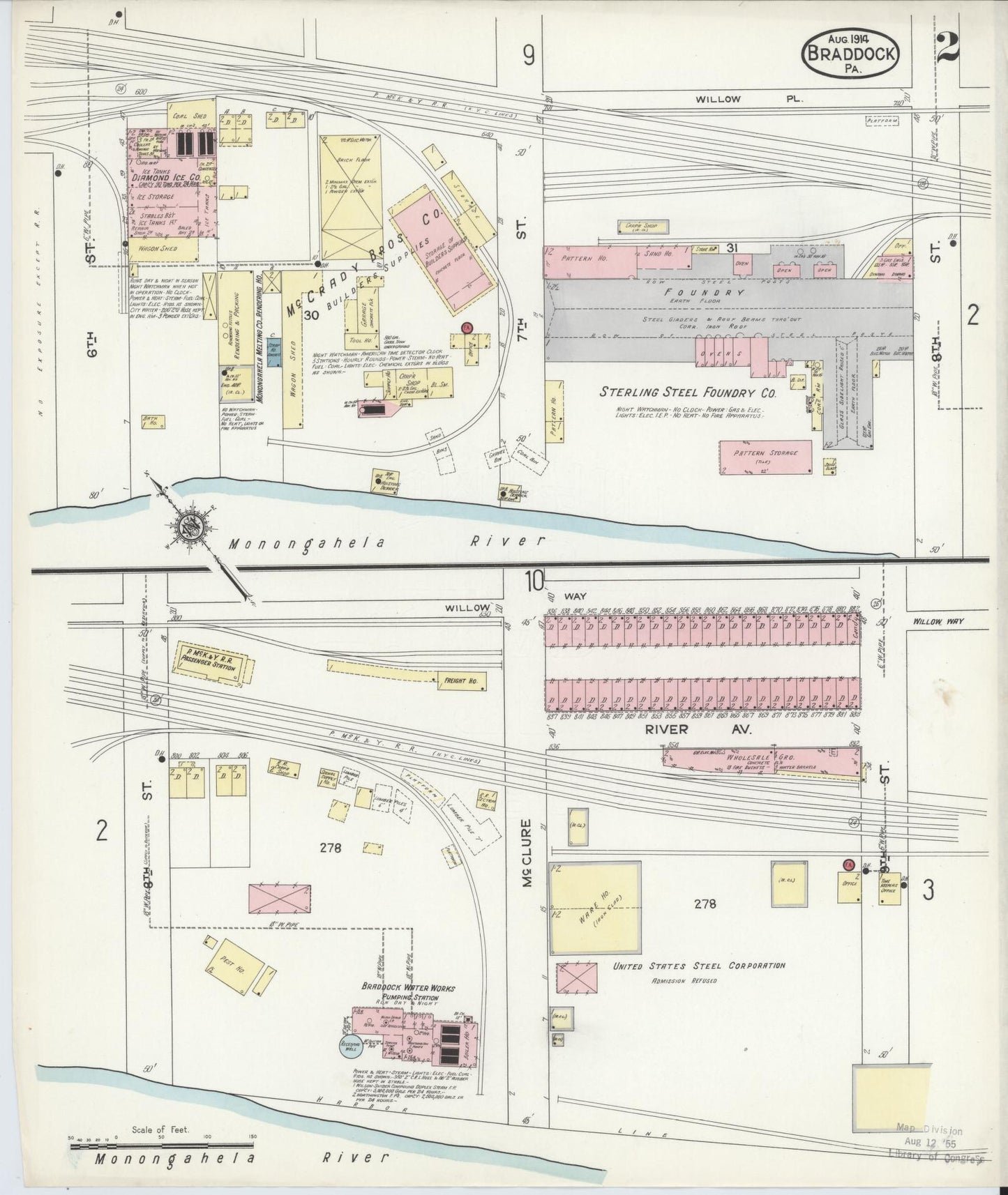 Sanborn Fire Insurance Map from Braddock, Allegheny County, Pennsylvania (1914), Sheet #0002 - Historic Sanborn Fire Insurance Map Print, vintage old map wall art, antique decor, genealogy gift, Pennsylvania Pennsylvania map