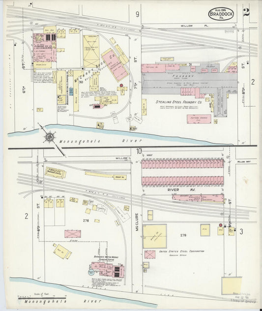 Sanborn Fire Insurance Map from Braddock, Allegheny County, Pennsylvania (1914), Sheet #0002 - Historic Sanborn Fire Insurance Map Print, vintage old map wall art, antique decor, genealogy gift, Pennsylvania Pennsylvania map