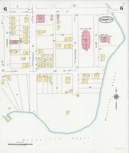 Sanborn Fire Insurance Map from Panama City, Bay County, Florida (1927), Sheet #0006 - Complete Map Set gallery image, historic Sanborn map, vintage wall art, Florida Florida