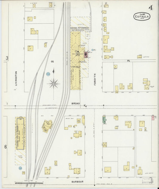 Sanborn Fire Insurance Map from Eufaula, Barbour County, Alabama (1897), Sheet #0004 - Historic Sanborn Fire Insurance Map Print, vintage old map wall art, antique decor, genealogy gift, Alabama Alabama map