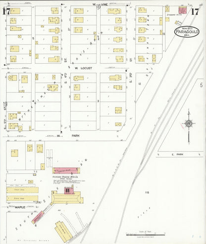 Sanborn Fire Insurance Map from Paragould, Greene County, Arkansas (1923), Sheet #0017 - Complete Map Set gallery image, historic Sanborn map, vintage wall art, Arkansas Arkansas
