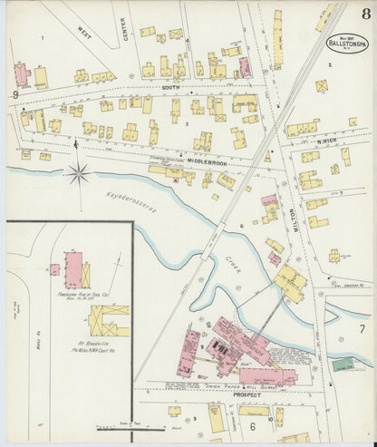Sanborn Fire Insurance Map from Ballston Spa, Saratoga County, New York (1897), Sheet #0008 - Complete Map Set gallery image, historic Sanborn map, vintage wall art, New York New York