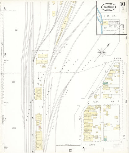 Sanborn Fire Insurance Map from Pocatello, Bannock County, Idaho (1900), Sheet #0010 - Complete Map Set gallery image, historic Sanborn map, vintage wall art, Idaho Idaho