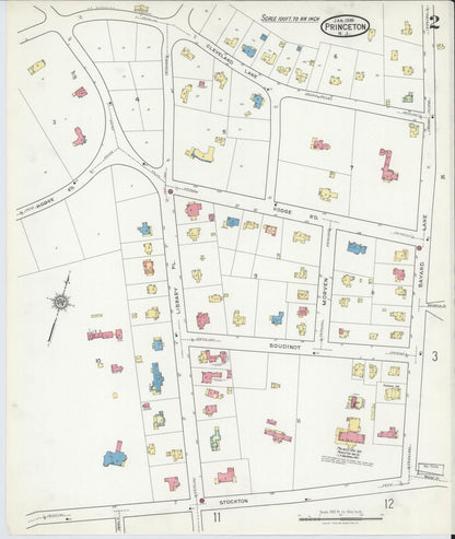 Sanborn Fire Insurance Map from Princeton, Mercer County, New Jersey (1918), Sheet #0002 - Historic Sanborn Fire Insurance Map Print, vintage old map wall art, antique decor, genealogy gift, New Jersey New Jersey map