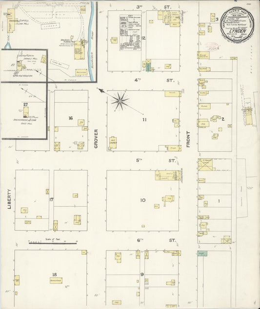 Sanborn Fire Insurance Map from Lynden, Whatcom County, Washington (1891), Sheet #0001 - Historic Sanborn Fire Insurance Map Print, vintage old map wall art, antique decor, genealogy gift, Washington Washington map