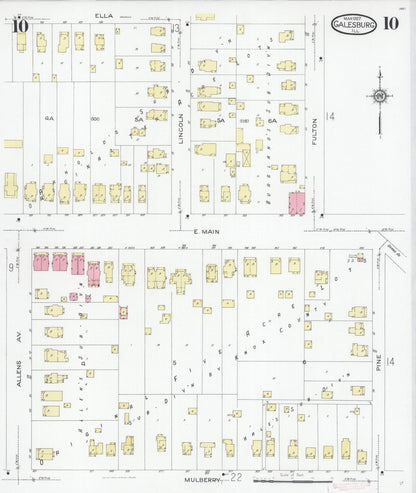 Sanborn Fire Insurance Map from Galesburg, Knox County, Illinois (1927), Sheet #0010 - Complete Map Set gallery image, historic Sanborn map, vintage wall art, Illinois Illinois