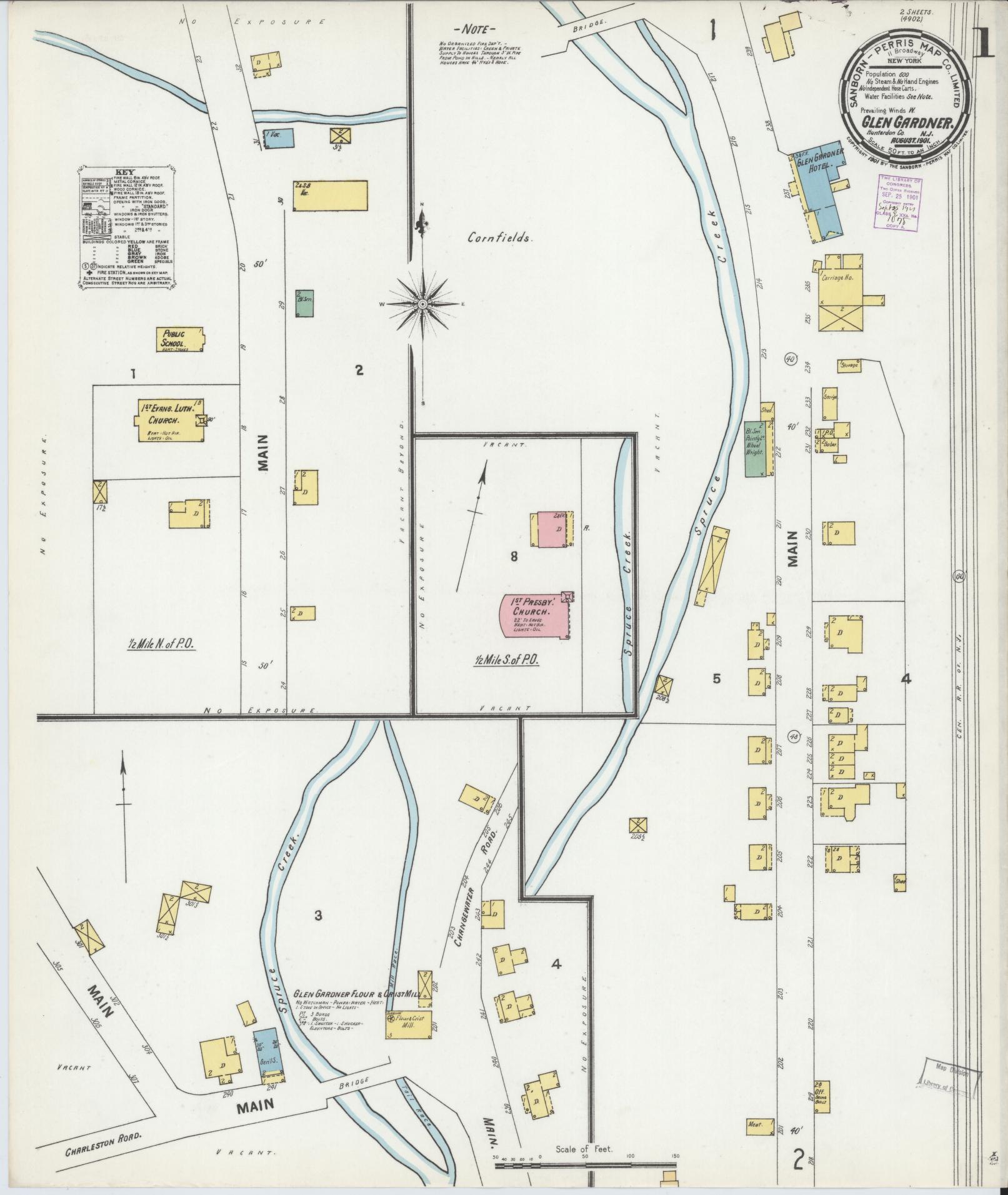 Sanborn Fire Insurance Map from Glen Gardner, Hunterdon County, New Jersey. (1901) – Historic Sanborn Fire Insurance Map Print