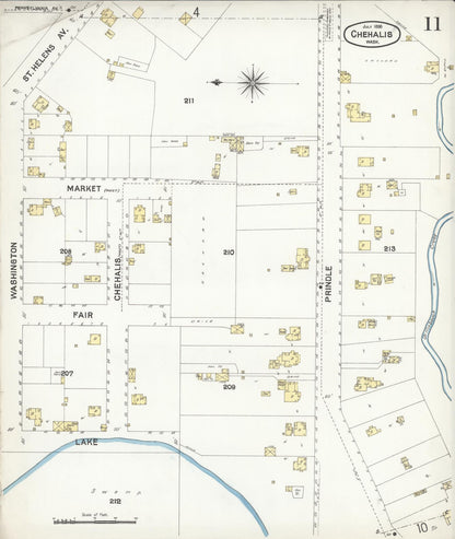 Sanborn Fire Insurance Map from Chehalis, Lewis County, Washington (1896), Sheet #0011 - Complete Map Set gallery image, historic Sanborn map, vintage wall art, Washington Washington