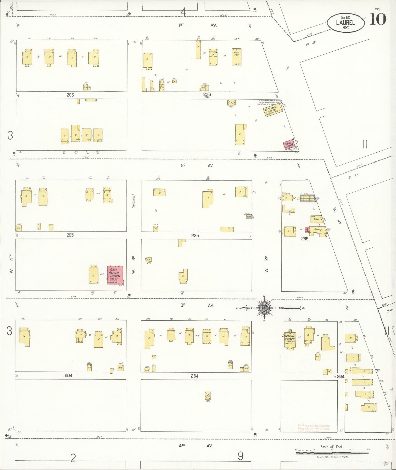 Sanborn Fire Insurance Map from Laurel, Yellowstone County, Montana (1920), Sheet #0010 - Complete Map Set gallery image, historic Sanborn map, vintage wall art, Montana Montana