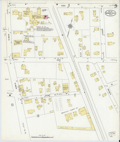 Sanborn Fire Insurance Map from Mansfield, Bristol County, Massachusetts (1911), Sheet #0009 - Complete Map Set gallery image, historic Sanborn map, vintage wall art, Massachusetts Massachusetts