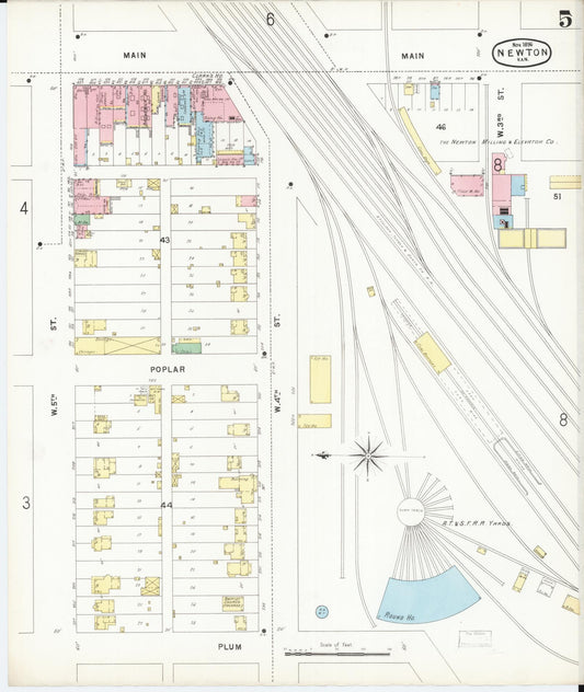 Sanborn Fire Insurance Map from Newton, Harvey County, Kansas (1896), Sheet #0005 - Historic Sanborn Fire Insurance Map Print, vintage old map wall art, antique decor, genealogy gift, Kansas Kansas map