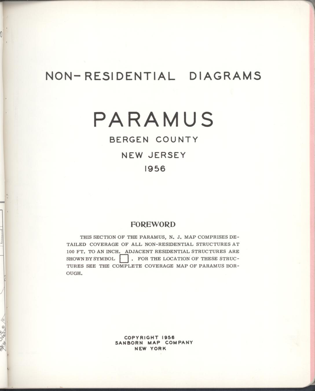 Sanborn Fire Insurance Map from Paramus, Bergen County, New Jersey (1956), Sheet #0001 - Historic Sanborn Fire Insurance Map Print, vintage old map wall art, antique decor, genealogy gift, New Jersey New Jersey map