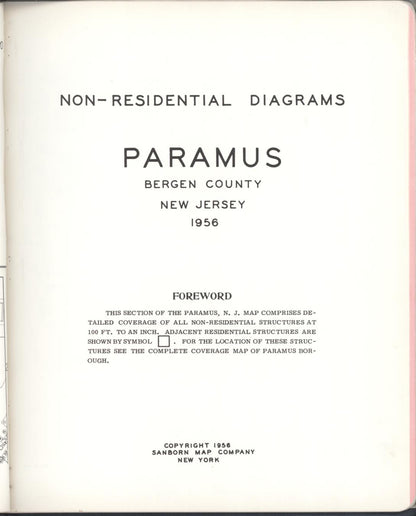 Sanborn Fire Insurance Map from Paramus, Bergen County, New Jersey (1956), Sheet #0001 - Historic Sanborn Fire Insurance Map Print, vintage old map wall art, antique decor, genealogy gift, New Jersey New Jersey map