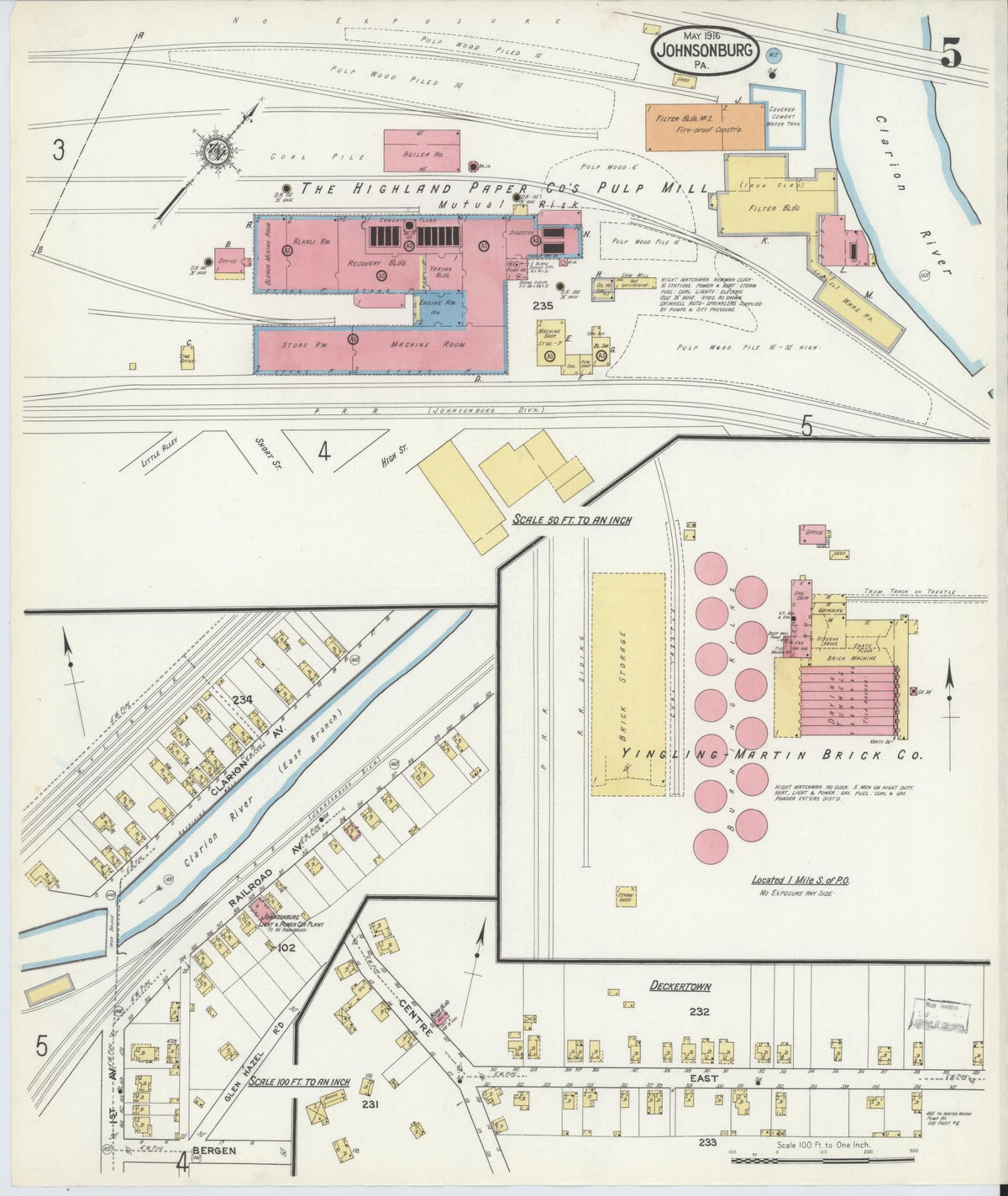Sanborn Fire Insurance Map from Johnsonburg, Elk County, Pennsylvania (1916), Sheet #0005 - Complete Map Set gallery image, historic Sanborn map, vintage wall art, Pennsylvania Pennsylvania