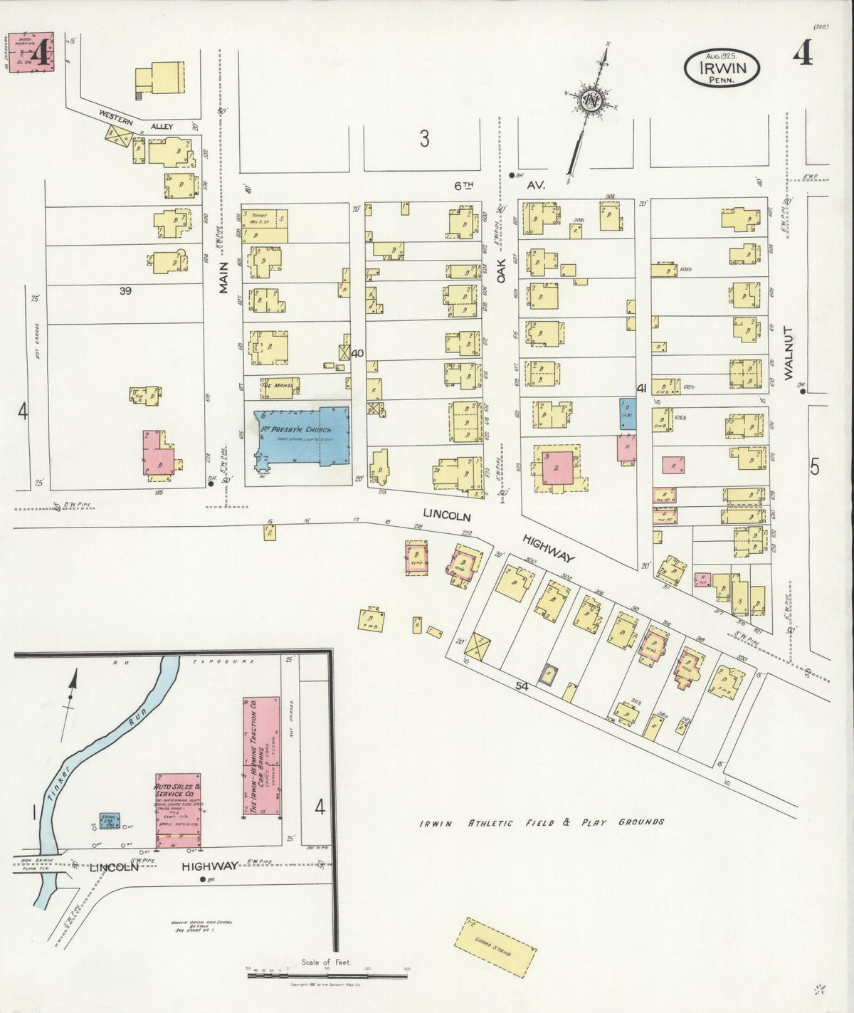 Sanborn Fire Insurance Map from Irwin, Westmoreland County, Pennsylvania (1925), Sheet #0004 - Complete Map Set gallery image, historic Sanborn map, vintage wall art, Pennsylvania Pennsylvania